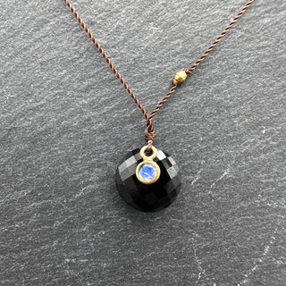 Faceted Black Garnet and Moonstone necklace