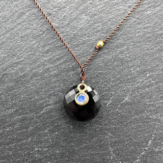 Faceted Black Garnet and Moonstone necklace