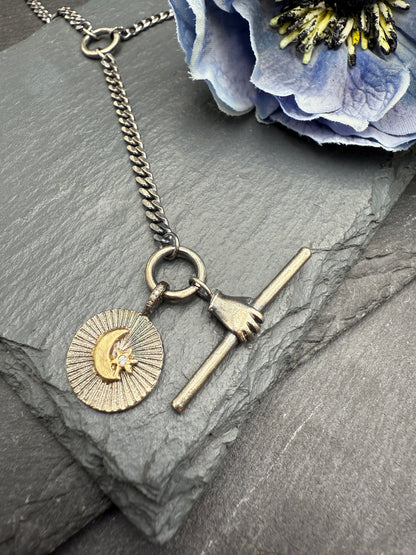 Crescent Star Round Aura Charm