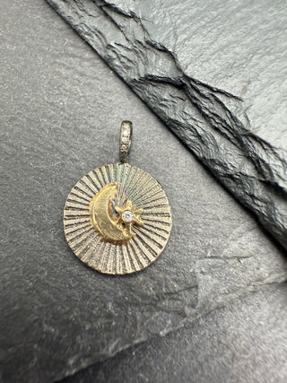 Crescent Star Round Aura Charm