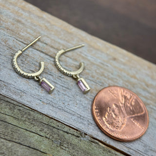 Pink Sapphire & Diamond Hoops