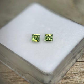 SAP202 - 1 Pair French cut green Sapphires