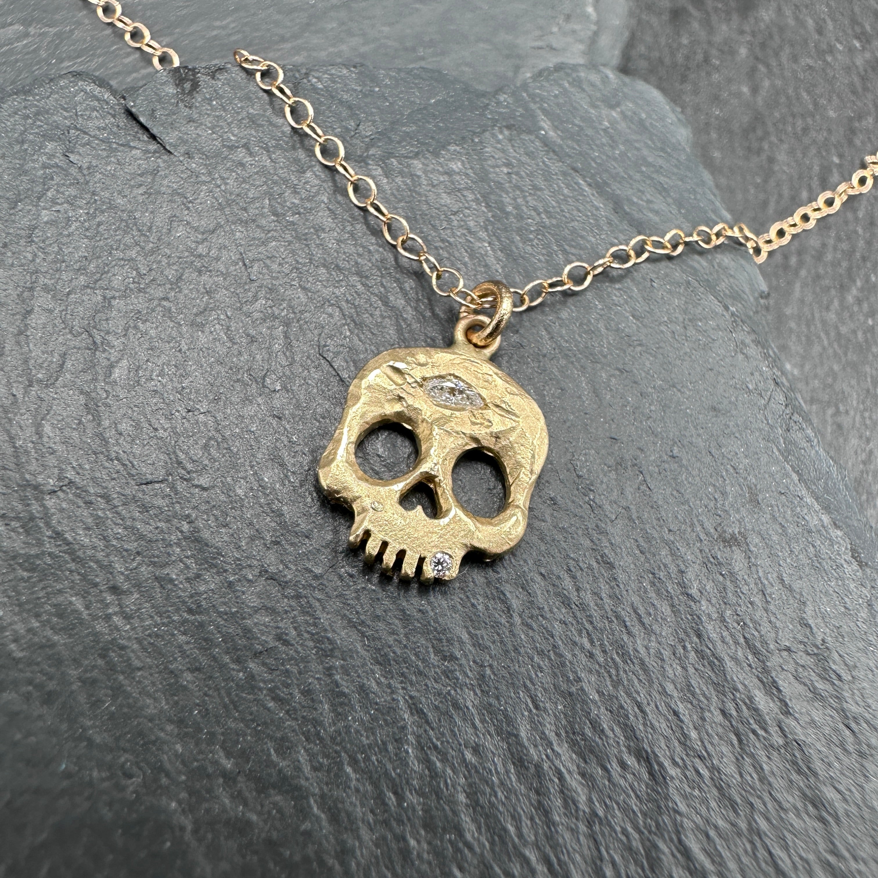 Gold Third Eye Skull Necklace – Balefire Goods - Main Image