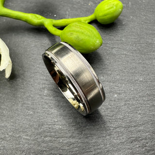 Millgrain Accented Palladium Ring