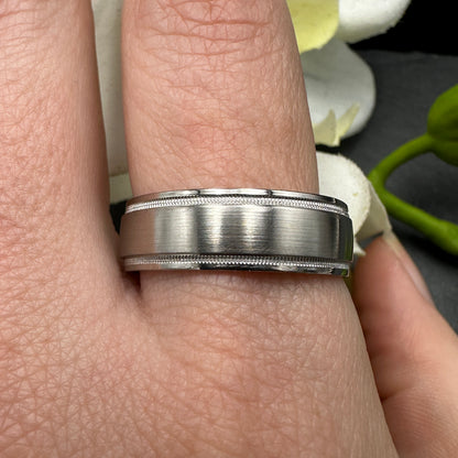 Millgrain Accented Palladium Ring