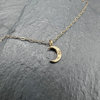 Tiny Crescent Necklace- Gold