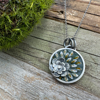 Succulent, Mandala Micro Mosaic Necklace