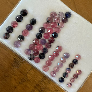 P012: Pink and Purple Rose Cut Round Sapphires