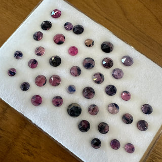 P011: Pink and Purple Rose Cut Round Sapphires