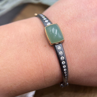 Chrysoprase and Diamond Cuff