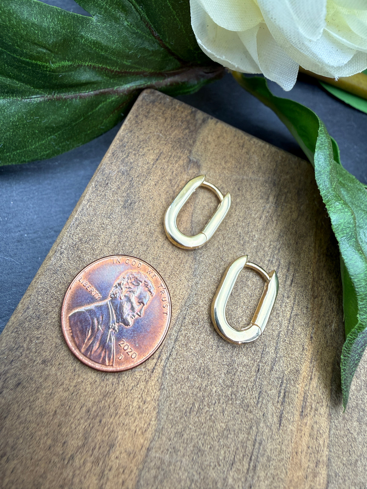 Oval Gold Huggie Hoops