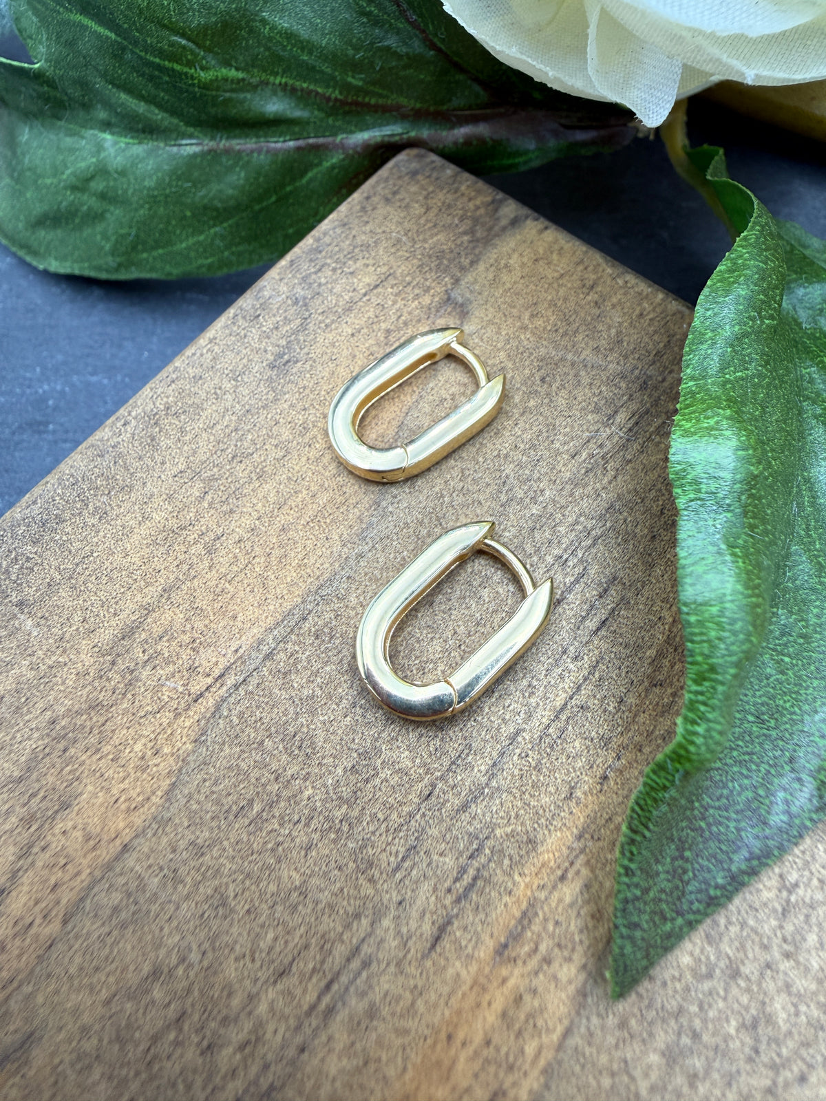 Oval Gold Huggie Hoops