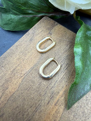 Oval Gold Huggie Hoops