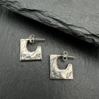 Imperfect Square Huggies: Silver
