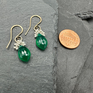 Green Onyx Caviar Dew Drop Earrings