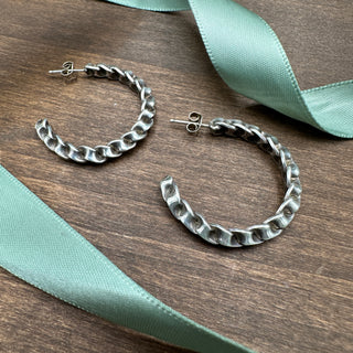 Vintage Sterling Curb Chain Hoops