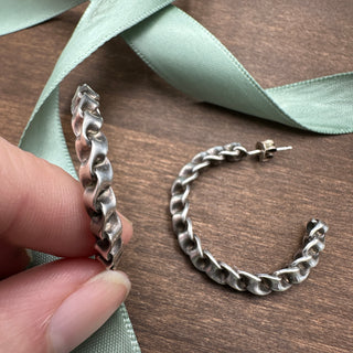 Vintage Sterling Curb Chain Hoops