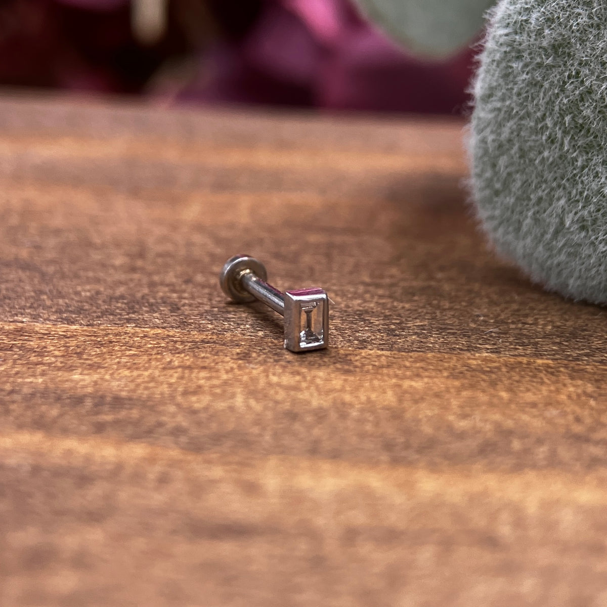 Teeny Tiny Diamond Baguette Stud