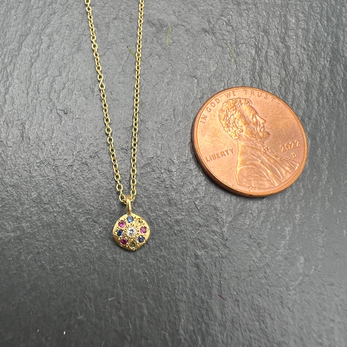 Floret Charm Pendant With Sapphire