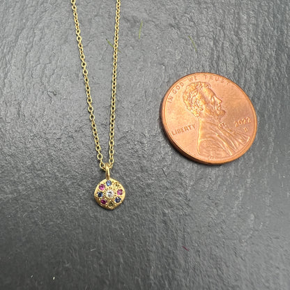 Floret Charm Pendant With Sapphire