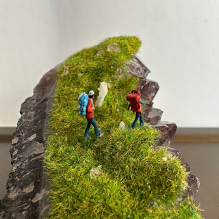 Amethyst Crystal Diorama - 2 Figures: Hiker's Ascent