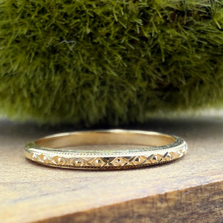 Geo Engraved Gold Band