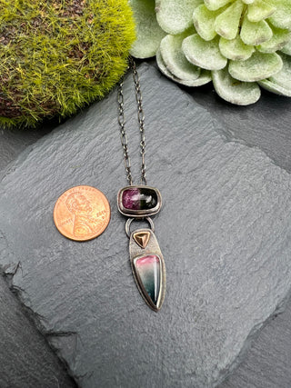 Tourmaline & Rose Gold Accent Necklace