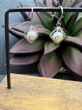 Pearl Cage Drop Earrings