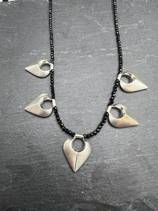 Pointed Petal Necklace with Black Spinels