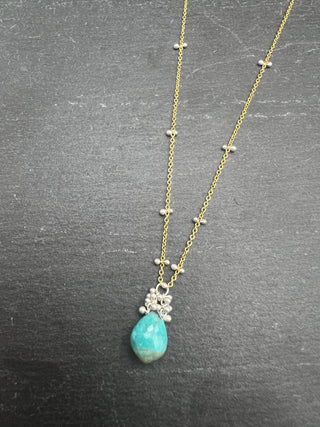Dew Drop and Caviar Necklace -Turquoise (GF)