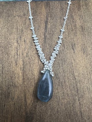 Clustered Wisteria Necklace with Long Labradorite