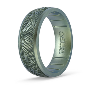 Etched Laurel Silicone Ring: Volcanic Ash