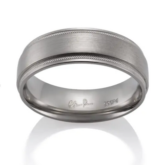 Medium Stepped Rails with Milgrain Ring