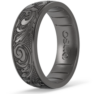 Etched Signature Silicone Ring - Flourish - Platinum