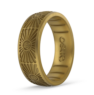 Etched Signature Silicone Ring - Sunburst Spiral - Antique Gold