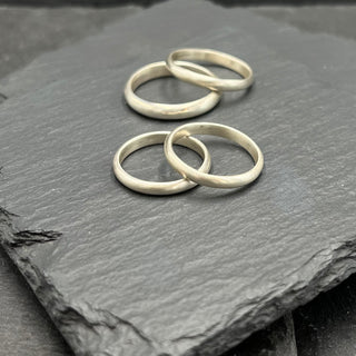 Simple Silver Half-Round Bands