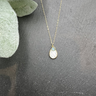 Mother of Pearl & Aquamarine Necklace