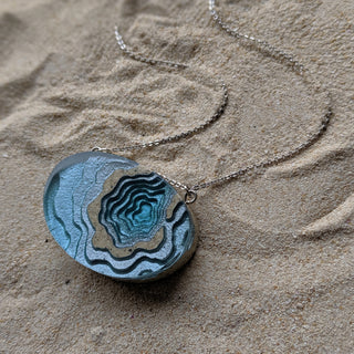 Atoll Necklace modern resin jewelry made form beach sand and colored resin