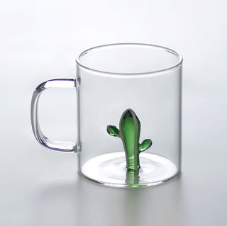 Glass Tea Mug with Cactus