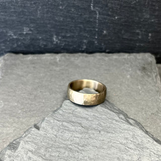 Hammered Ball Peen White Gold Band