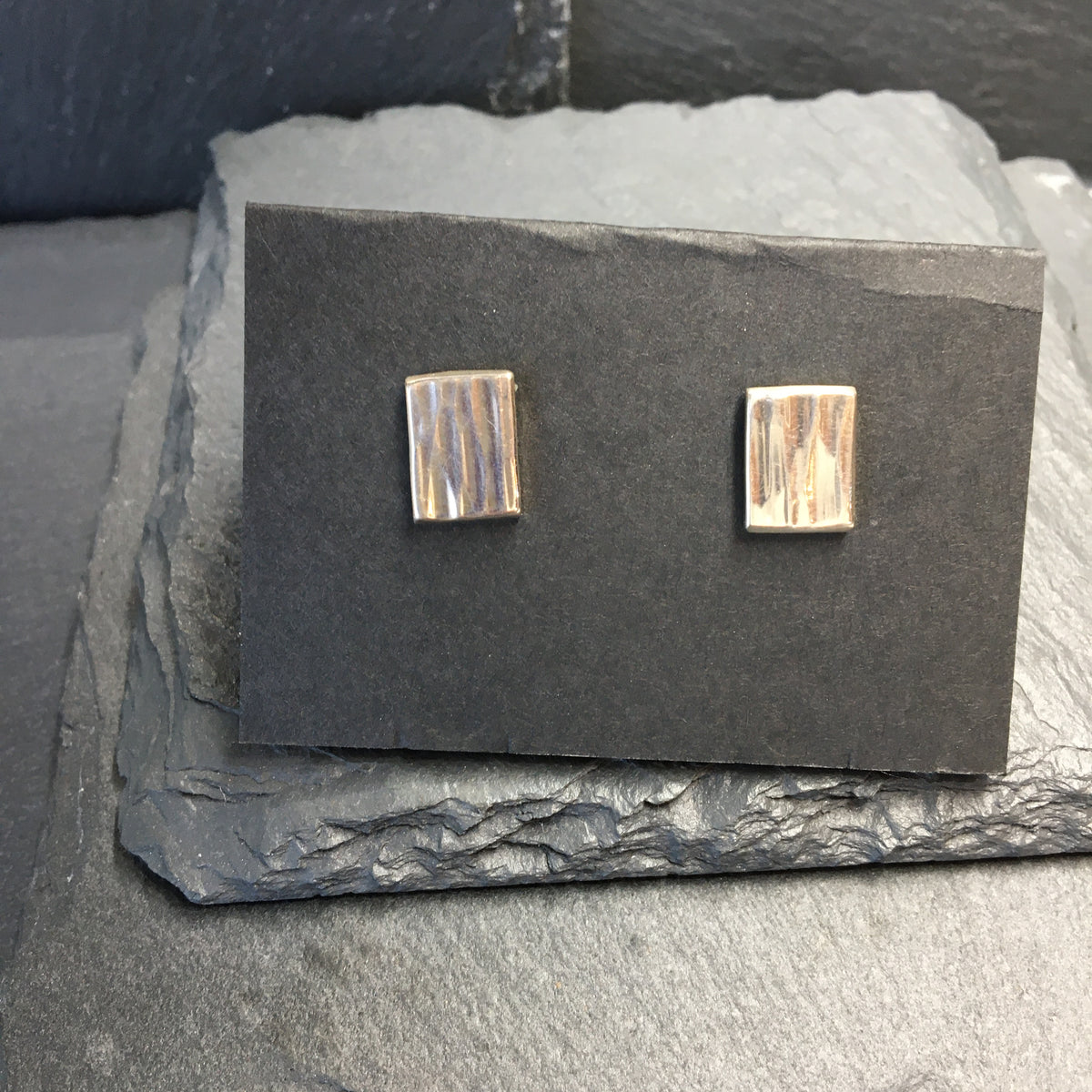 Hammered Rectangle Studs