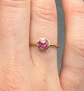 Rose Cut Sapphire Solitaire Ring - Pink Round
