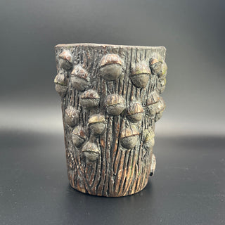 Carved Tree Stump with Sleeping Eyes Mug