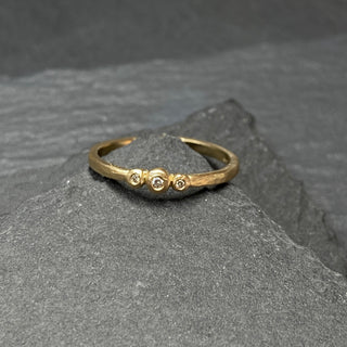 Hammered Diamond and Gold Ring