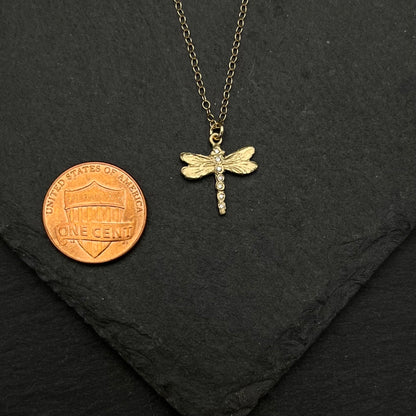 Gold & Diamond Dragonfly Necklace