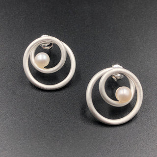Double Wrap Post Earrings with Pearls