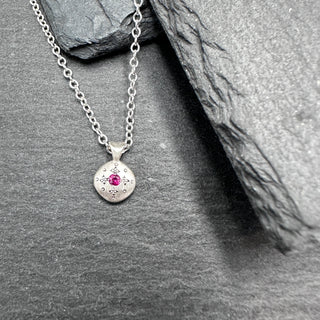 Silver Lights Charm Pendant with Ruby