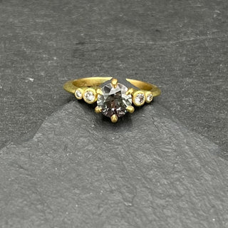 Violet Grey Sapphire & Diamond Ring