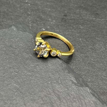 Violet Grey Sapphire & Diamond Ring