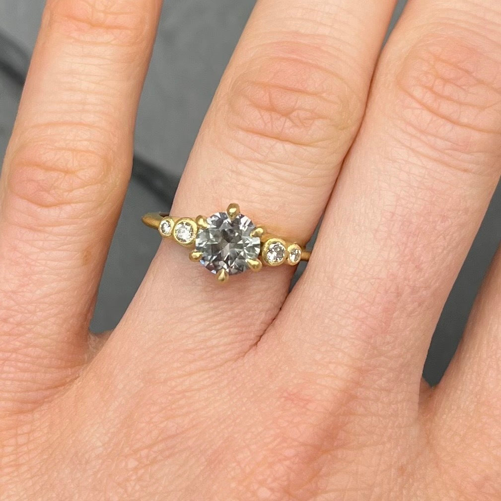 Violet Grey Sapphire & Diamond Ring